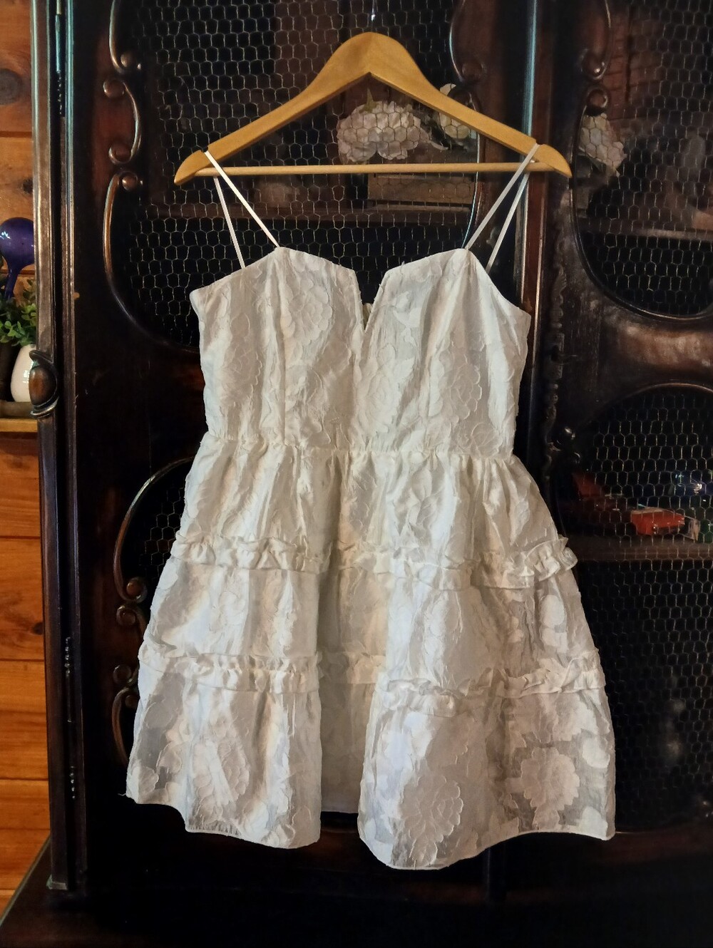 Jaquard LG Strapless Tiered Dress By Mustard Seed White Corset Back Chic NWT!